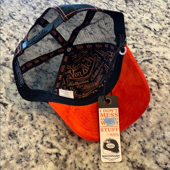 Von Dutch Black and Orange Trucker Hat - Picture 3 of 3